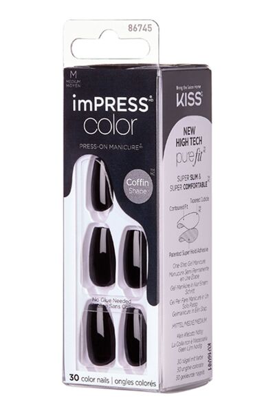 Kiss Color Kendinden Yapışkanlı Takma Tırnak Medium - All Black - 1 Adet