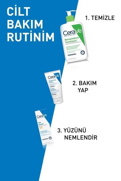 CeraVe Nemlendirici Yüz Kremi-Kuru Ciltler İçin Seramid Ve Hyalüronik Asit İçerikli 50ml