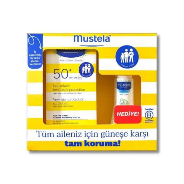 Mustela Spf50+ Çok Yüksek Koruma Faktörlü bebek güneş kremi100ml + Hydrabebe Vücut Losyonu 50ml