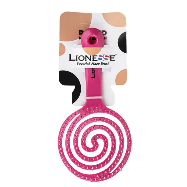 Lionesse Oval Üç Boyutlu Pembe Saç Fırçası 6458