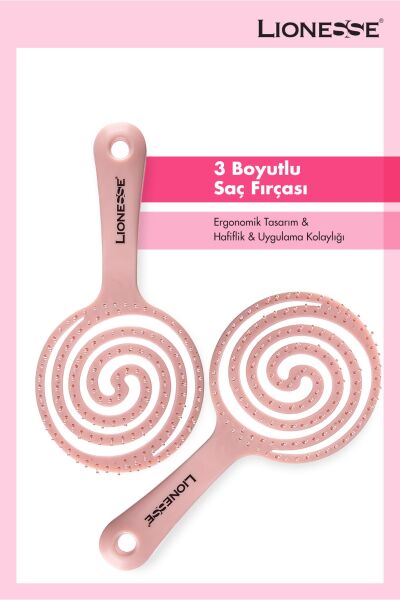 Lionesse Oval Üç Boyutlu Pembe Saç Fırçası