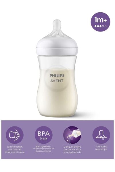 Avent Natural Response Pp Biberon 260ml 1 Ay Beyaz