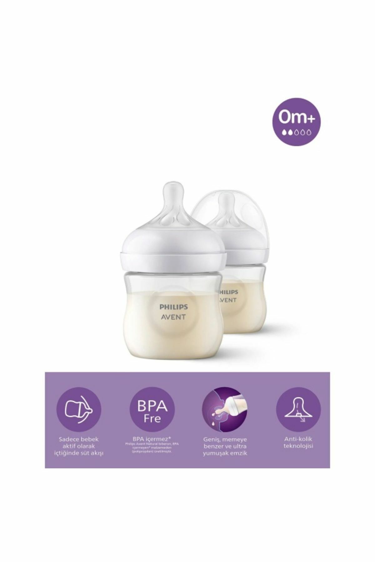 Avent Doğal Tepkili Pp 2li Biberon Seti 125m 0 Ay Scy900/02