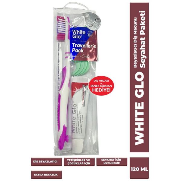 White Glo Beyazlatıcı Diş Macunu ve Fırçası Seyahat Paketi