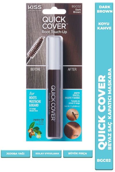 Kiss Ouick Cover Beyazlar Için Anında Kapatıcı Saç Maskarası - Kahve Rengi - 731509005875
