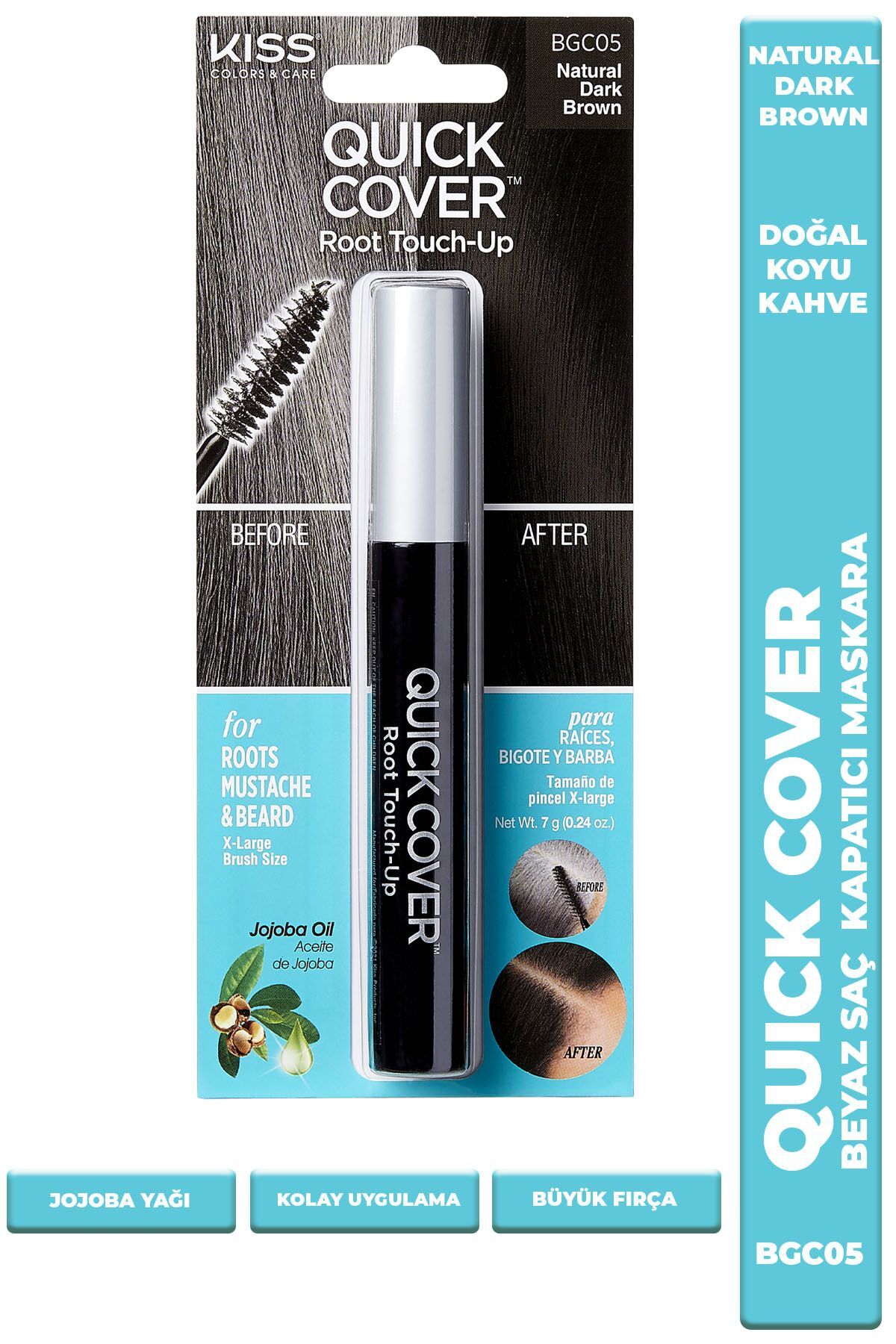 Kiss Quick Cover Beyazlar İçin Anında Kapatıcı Saç Maskarası - KOYU KAHVE -731509502619