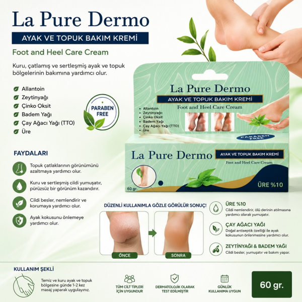 La Pure Dermo Ayak Bakım Topuk Çatlak Kremi 60 gr