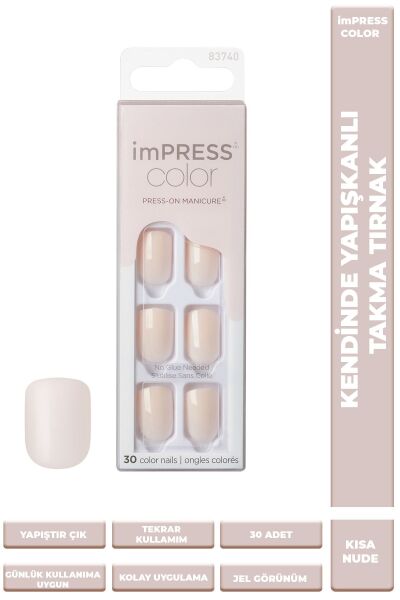Impress Color Kendinden Yapışkanlı Takma Tırnak Kısa Nude