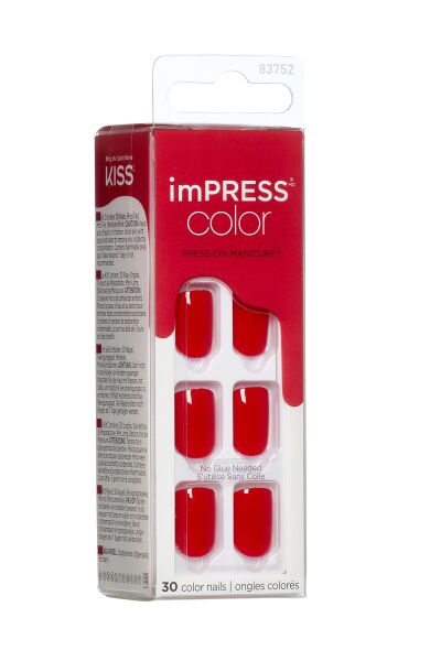 Impress Color Kendinden Yapışkanlı Takma Tırnak Kısa Parlak Kırmızı