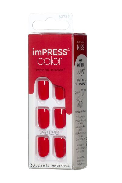 Impress Color Kendinden Yapışkanlı Takma Tırnak Kısa Parlak Kırmızı