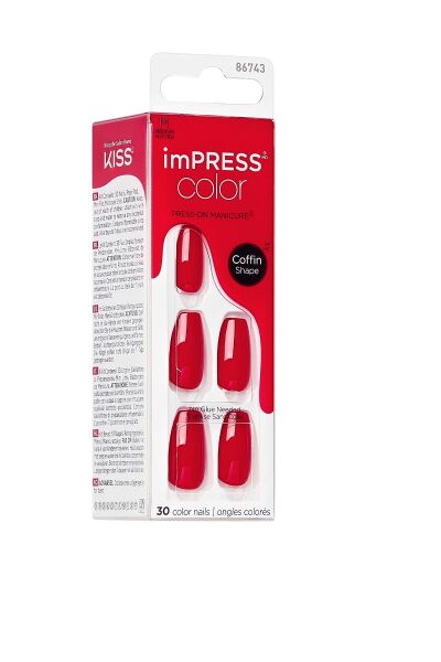 KİSS Color Kendinden Yapışkanlı Takma Tırnak Uzun Kırmızı