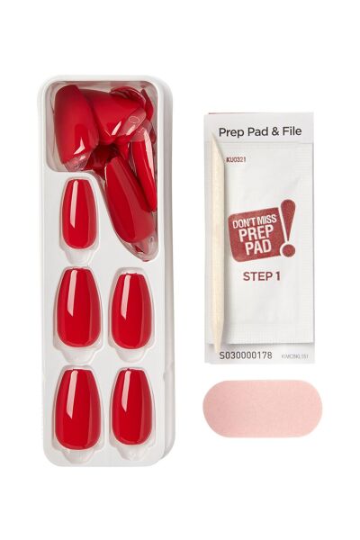 Impress Color Kendinden Yapışkanlı Takma Tırnak Uzun Kırmızı