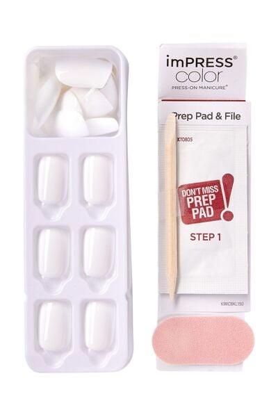 Kiss impress Color Kendinden Yapışkanlı Takma Tırnak Kısa Beyaz