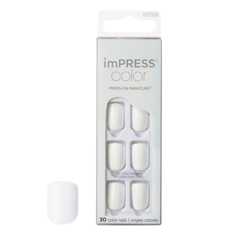 Kiss impress Color Kendinden Yapışkanlı Takma Tırnak Kısa Beyaz
