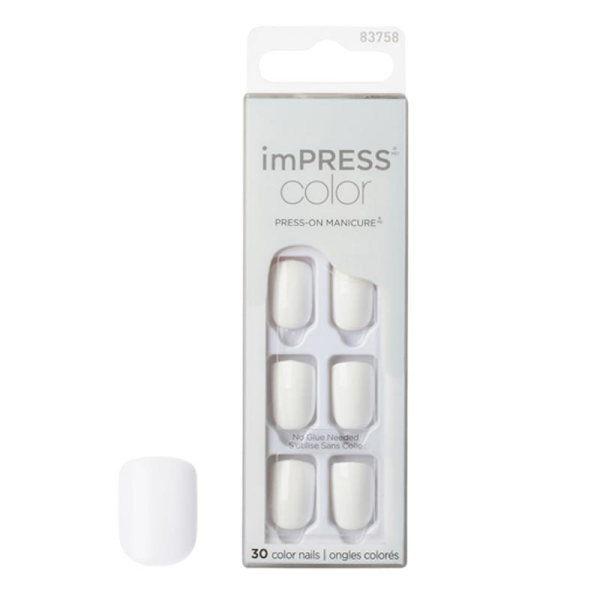 Kiss impress Color Kendinden Yapışkanlı Takma Tırnak Kısa Beyaz