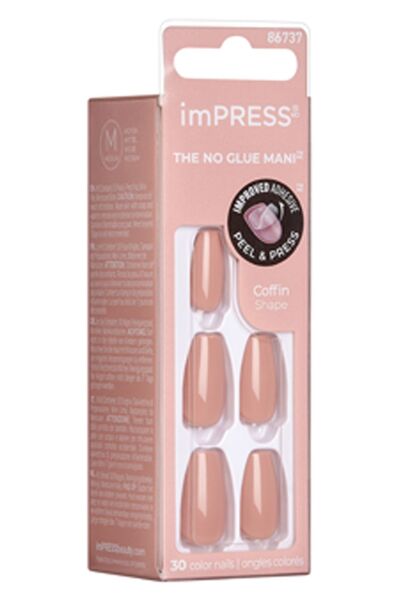 Impress Color Kendinden Yapışkanlı Takma Tırnak Uzun Nude Kiremit