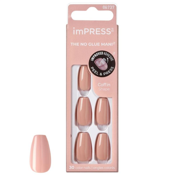 Impress Color Kendinden Yapışkanlı Takma Tırnak Uzun Nude Kiremit