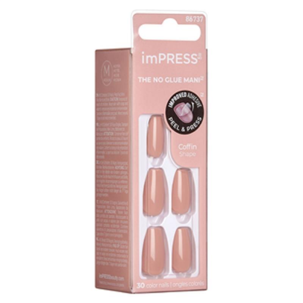 Impress Color Kendinden Yapışkanlı Takma Tırnak Uzun Nude Kiremit