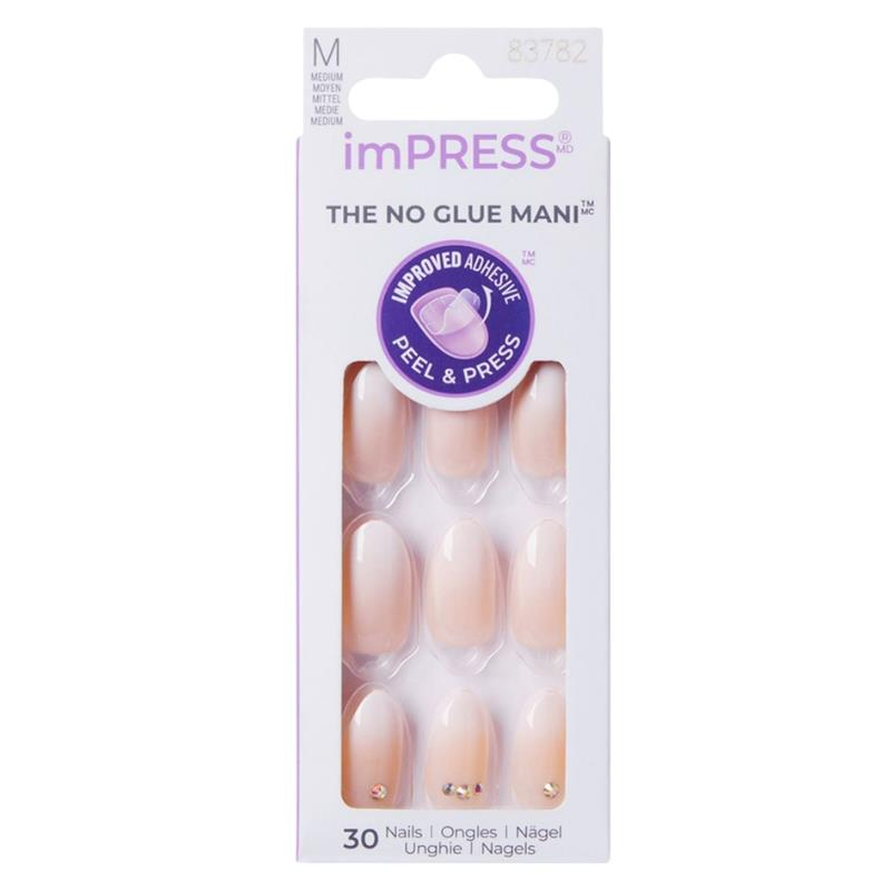 Impress Kendinden Yapışkanlı Takma Tırnak Uzun Ombre Taşlı