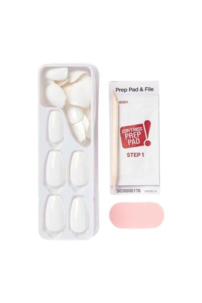 Kiss impress Kendinden Yapışkanlı Takma Tırnak Uzun Beyaz | Press On Nails