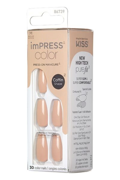 KİSS Color Kendinden Yapışkanlı Takma Tırnak Uzun Nude Latte