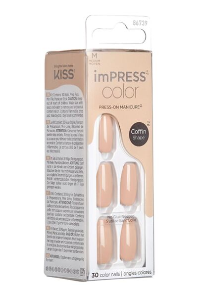 KİSS Color Kendinden Yapışkanlı Takma Tırnak Uzun Nude Latte