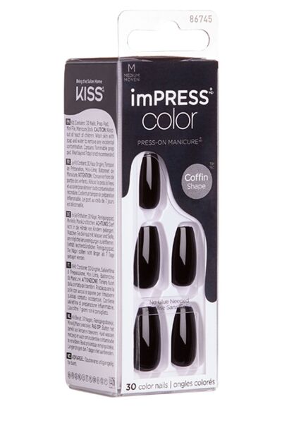 Kiss Color Kendinden Yapışkanlı Takma Tırnak Medium - All Black - 1 Adet