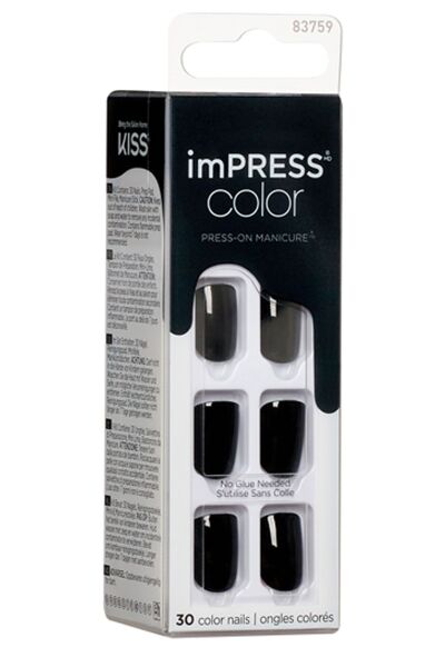 Impress Color Kendinden Yapışkanlı Takma Tırnak Kısa Parlak Siyah
