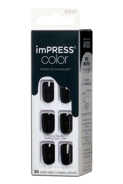 Impress Color Kendinden Yapışkanlı Takma Tırnak Kısa Parlak Siyah