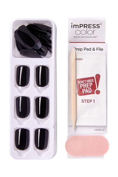 Impress Color Kendinden Yapışkanlı Takma Tırnak Kısa Parlak Siyah