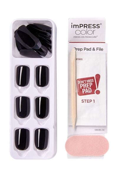 Impress Color Kendinden Yapışkanlı Takma Tırnak Kısa Parlak Siyah