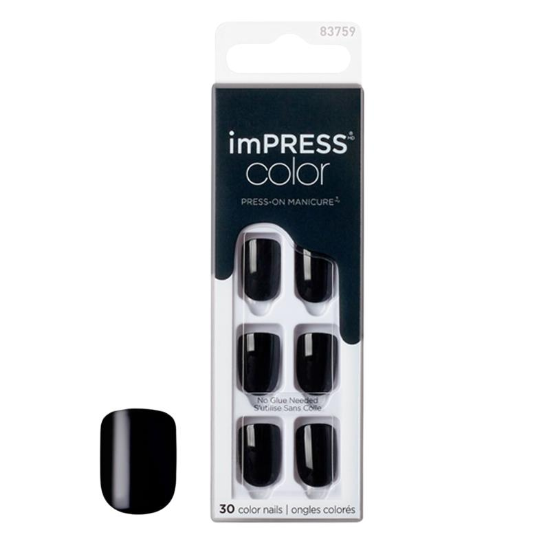 Impress Color Kendinden Yapışkanlı Takma Tırnak Kısa Parlak Siyah