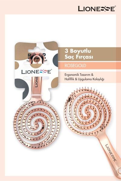 Lionesse Üç Boyutlu Saç Fırçası 8592 - Rosegold , Hızlı Kurutucu , Esnek