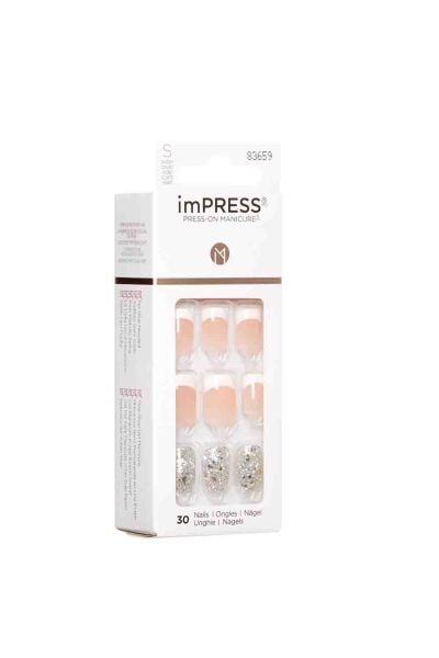 Kiss impress Kendinden Yapışkanlı Takma Tırnak Kısa French Simli