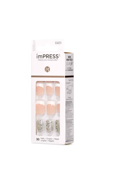 Kiss impress Kendinden Yapışkanlı Takma Tırnak Kısa French Simli