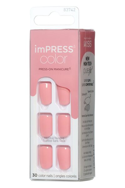 Color Kendinden Yapışkanlı Takma Tırnak Kısa Parlak Şeker Pembe