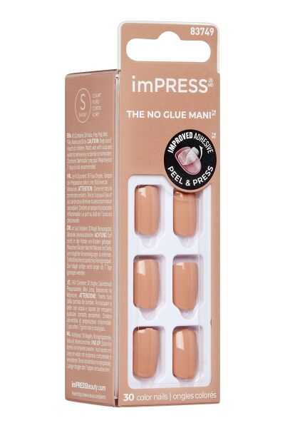 KİSS IMPRESS Color Kendinden Yapışkanlı Takma Tırnak Kısa Tarçın