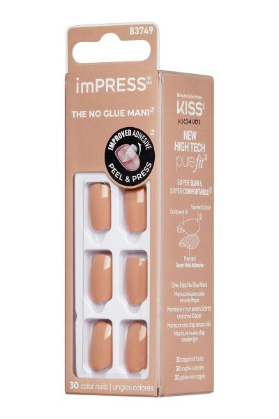 KİSS IMPRESS Color Kendinden Yapışkanlı Takma Tırnak Kısa Tarçın
