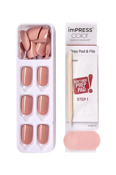 KİSS IMPRESS Color Kendinden Yapışkanlı Takma Tırnak Kısa Tarçın