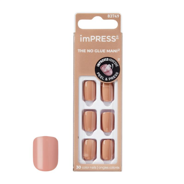 KİSS IMPRESS Color Kendinden Yapışkanlı Takma Tırnak Kısa Tarçın