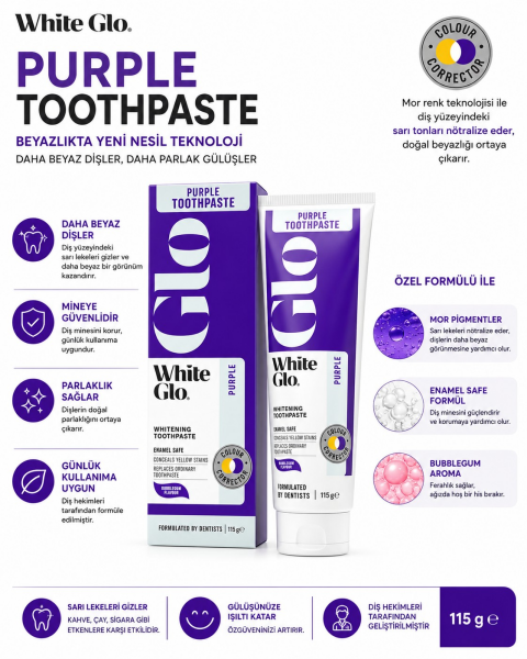 White Glo Mor Diş Macunu 115 g
