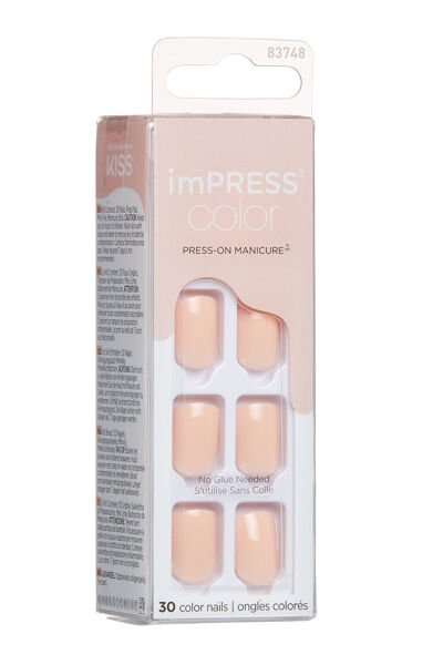 Kiss Impress Color Kendinden Yapışkanlı Takma Tırnak Kısa Nude Ten