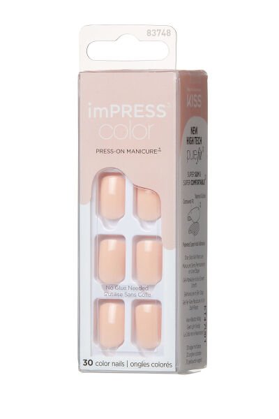 Kiss Impress Color Kendinden Yapışkanlı Takma Tırnak Kısa Nude Ten