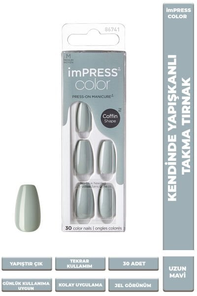 Kiss Impress Color Kendinden Yapışkanlı Takma Tırnak Medium - Going Green - 1 Adet