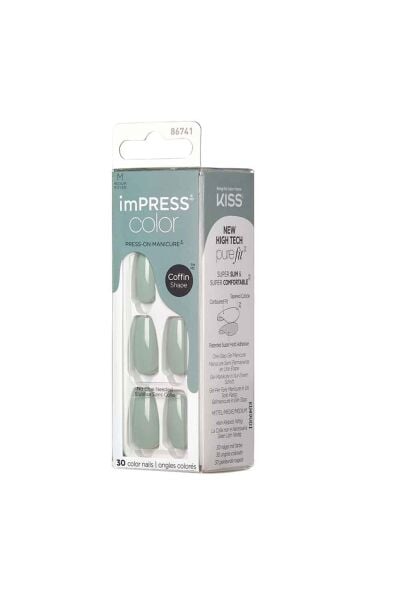 Kiss Impress Color Kendinden Yapışkanlı Takma Tırnak Medium - Going Green - 1 Adet