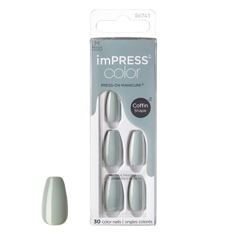 Kiss Impress Color Kendinden Yapışkanlı Takma Tırnak Medium - Going Green - 1 Adet
