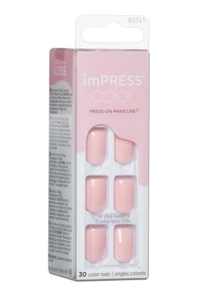 Kiss Impress Color Kendinden Yapışkanlı Takma Tırnak Kısa Parlak Açık Pembe