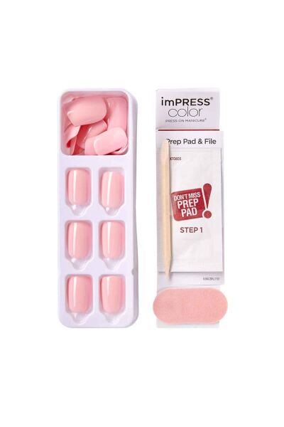 Kiss Impress Color Kendinden Yapışkanlı Takma Tırnak Kısa Parlak Açık Pembe