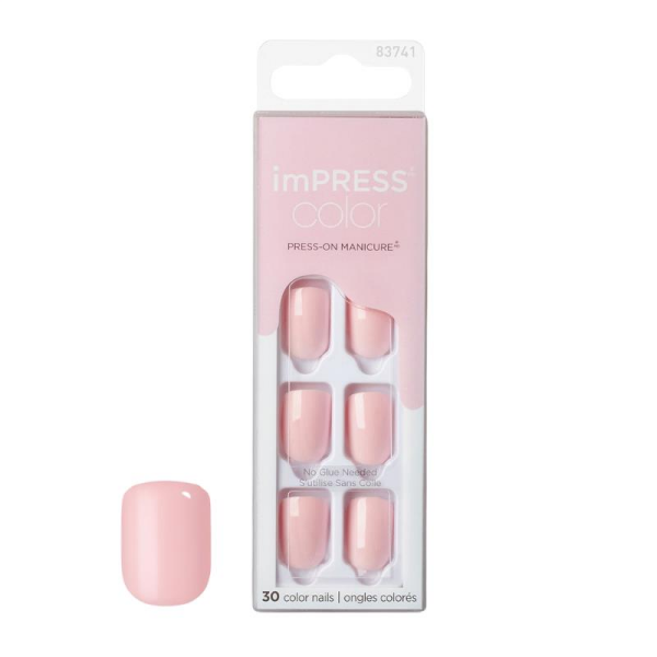 Kiss Impress Color Kendinden Yapışkanlı Takma Tırnak Kısa Parlak Açık Pembe