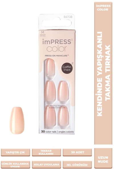Kiss Impress Color Kendinden Yapışkanlı Takma Tırnak Medium - Bubble Kiss - 1 Adet